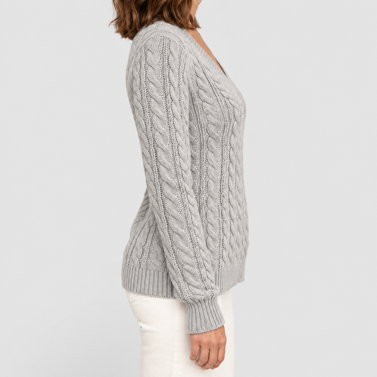 Women's Cable-Knit V-Neck Jumper — view 2
