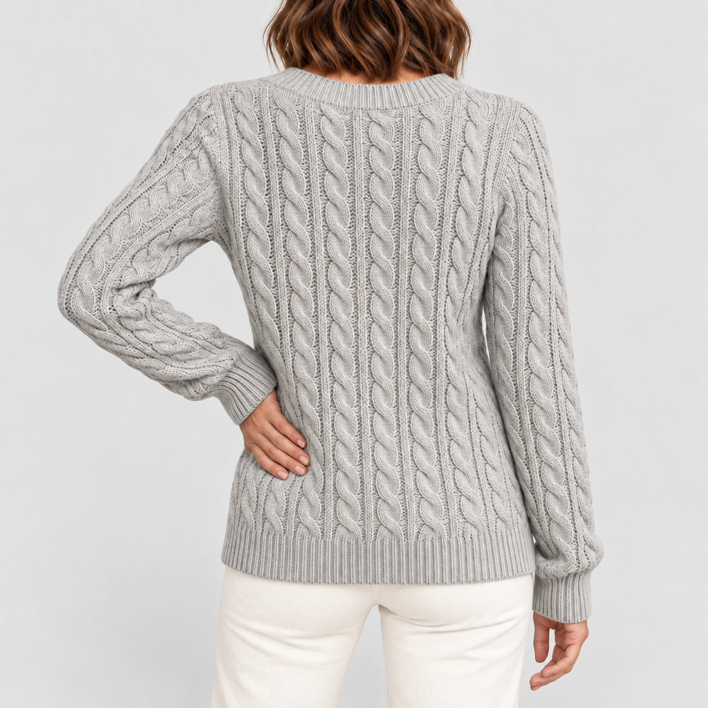 Women's Cable-Knit V-Neck Jumper — view 3