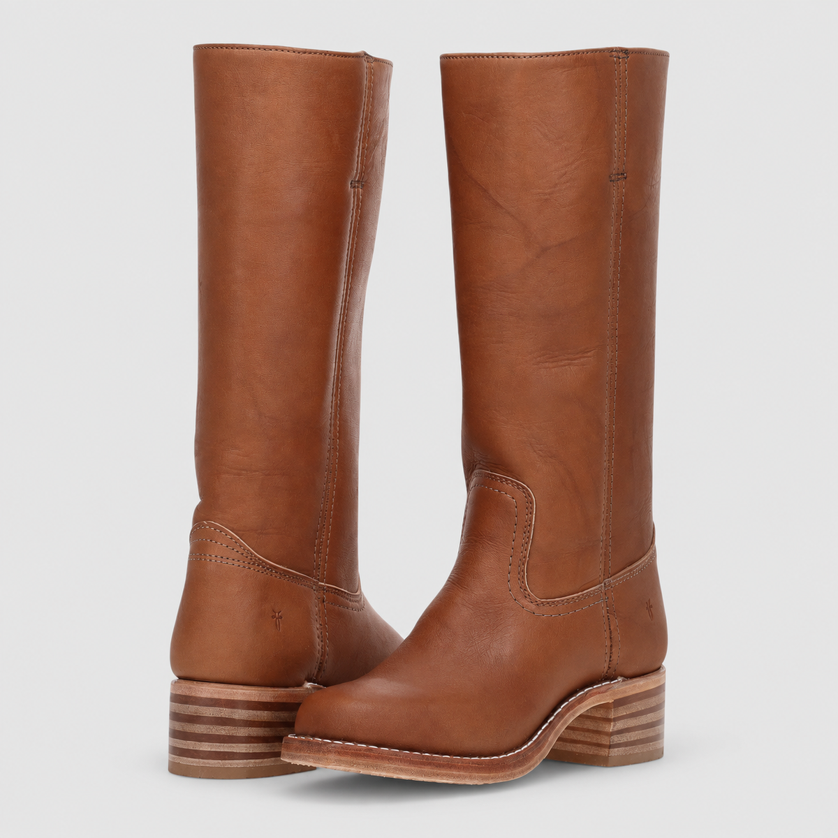 Women's Square-Toe Block-Heel Pull-On Knee-High Boots in Brown — view 4