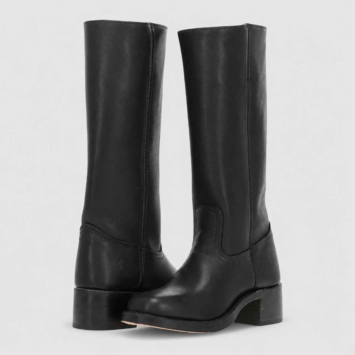 Women's Square-Toe Block-Heel Pull-On Knee-High Boots in Black — view 5