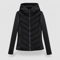 Women's Chevron Quilted Jacket with Hood in Black — view 3