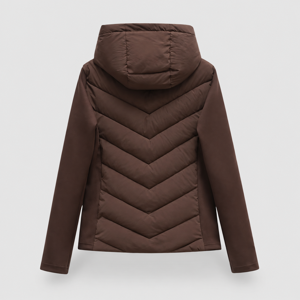 Women's Chevron Quilted Jacket with Hood — view 5