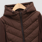 Women's Chevron Quilted Jacket with Hood — view 6