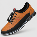 Men's Leather-Look Lace-Up Shoes in Caramel — view 1