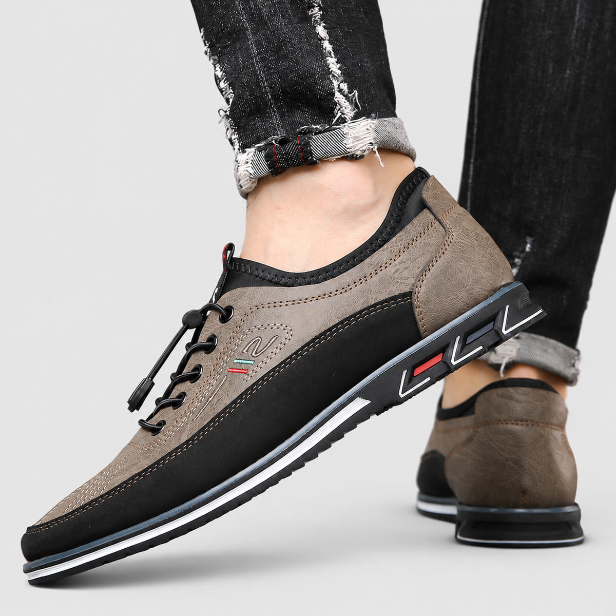 Men's Leather-Look Lace-Up Shoes — view 12