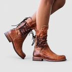 Women's Studded Lace-Up Boots in Brown — view 3