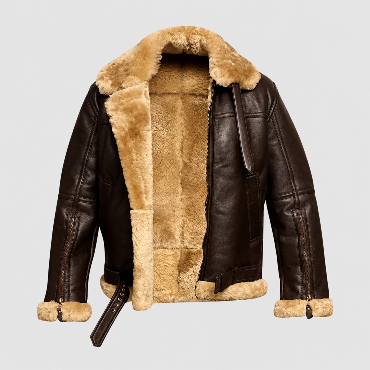 Men's Lined Leather-Look Flight Jacket — view 3