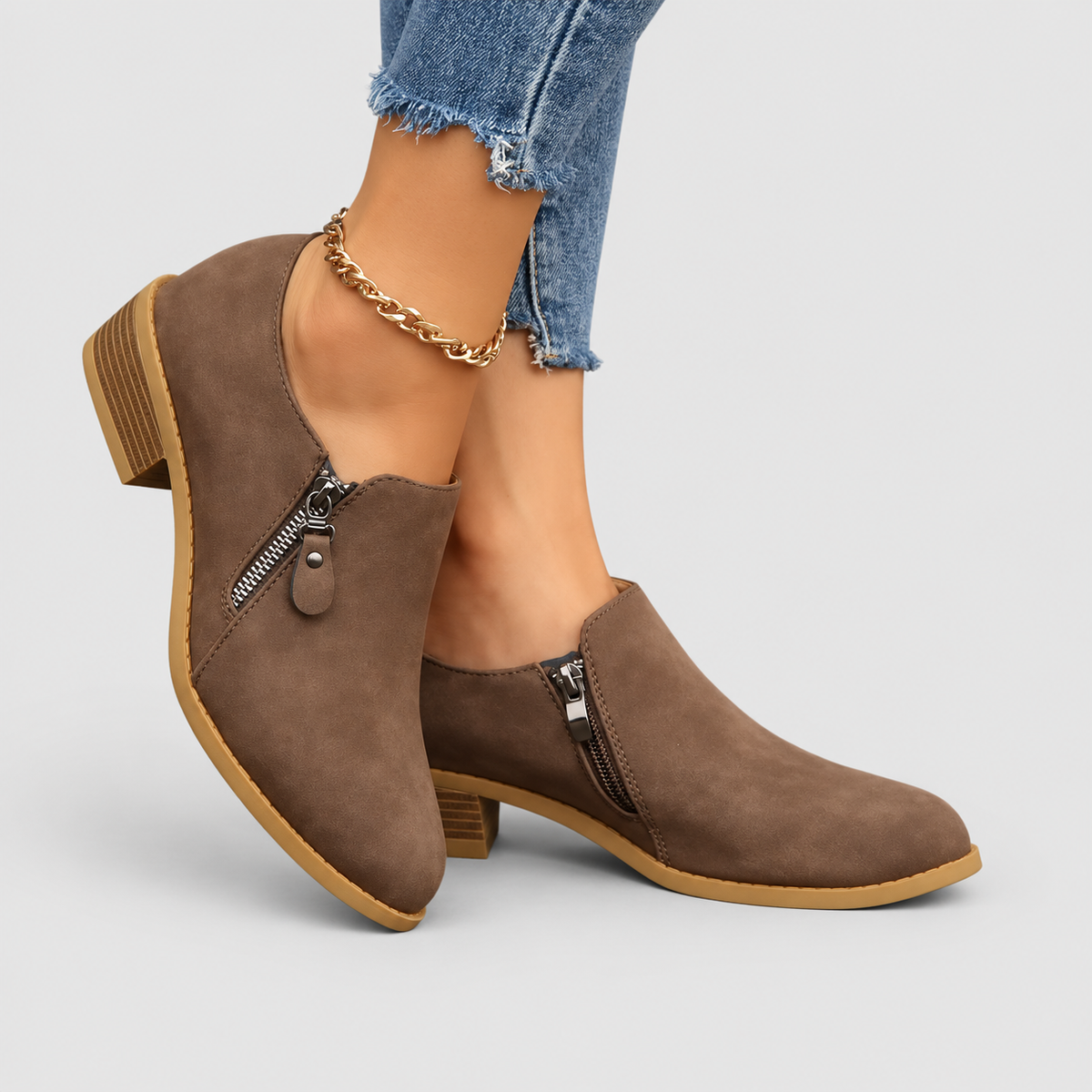 Women's Faux Suede Side-Zip Ankle Boots — view 5