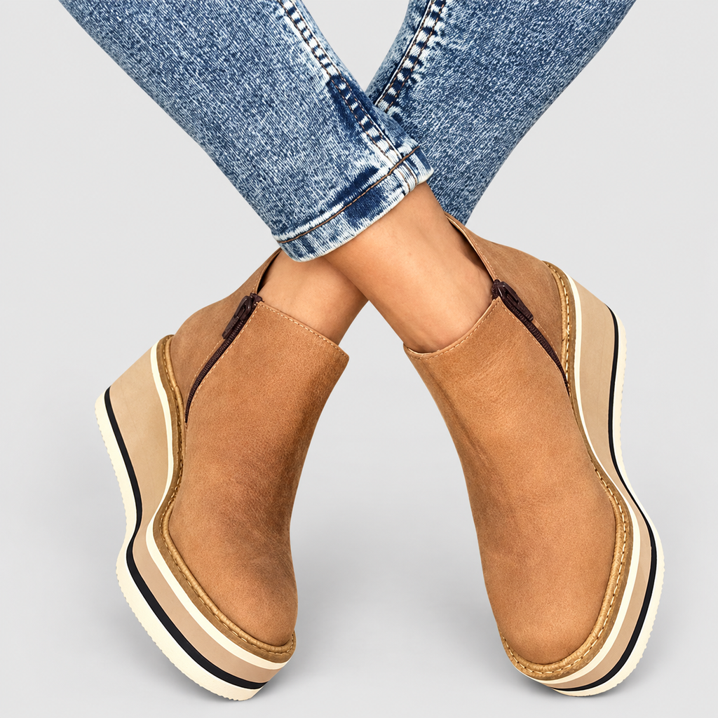 Women's Zip-Up Wedge Ankle Boots — view 3