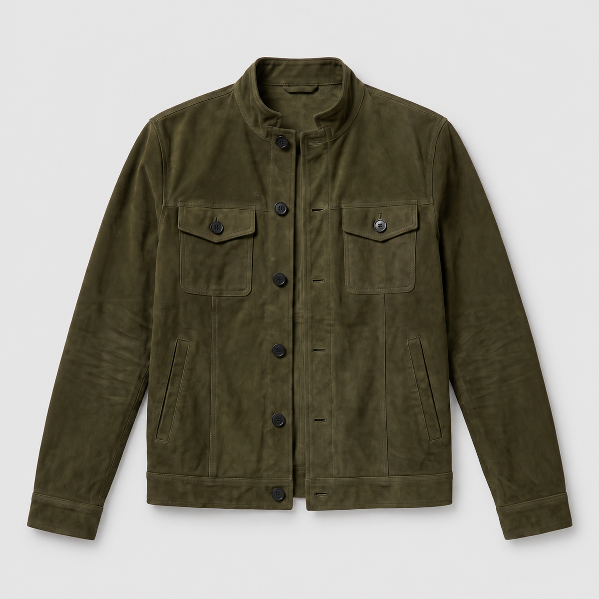 Men's Button-Up Suede-Look Trucker Jacket — view 7