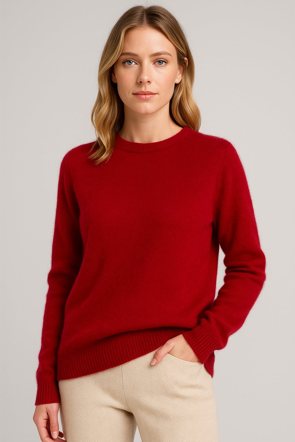 Catrin | Women's Crew Neck Jumper with Ribbed Trim