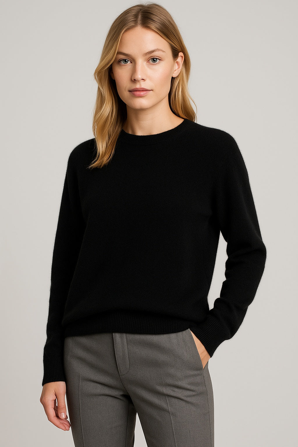 Catrin | Women's Crew Neck Jumper with Ribbed Trim