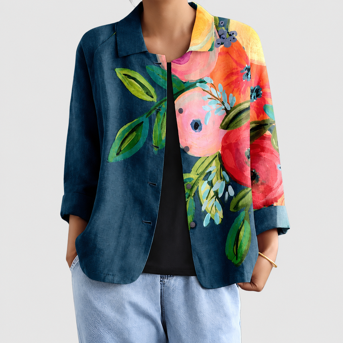 Women's Painted Poppy Blouse in Multicolour — view 1