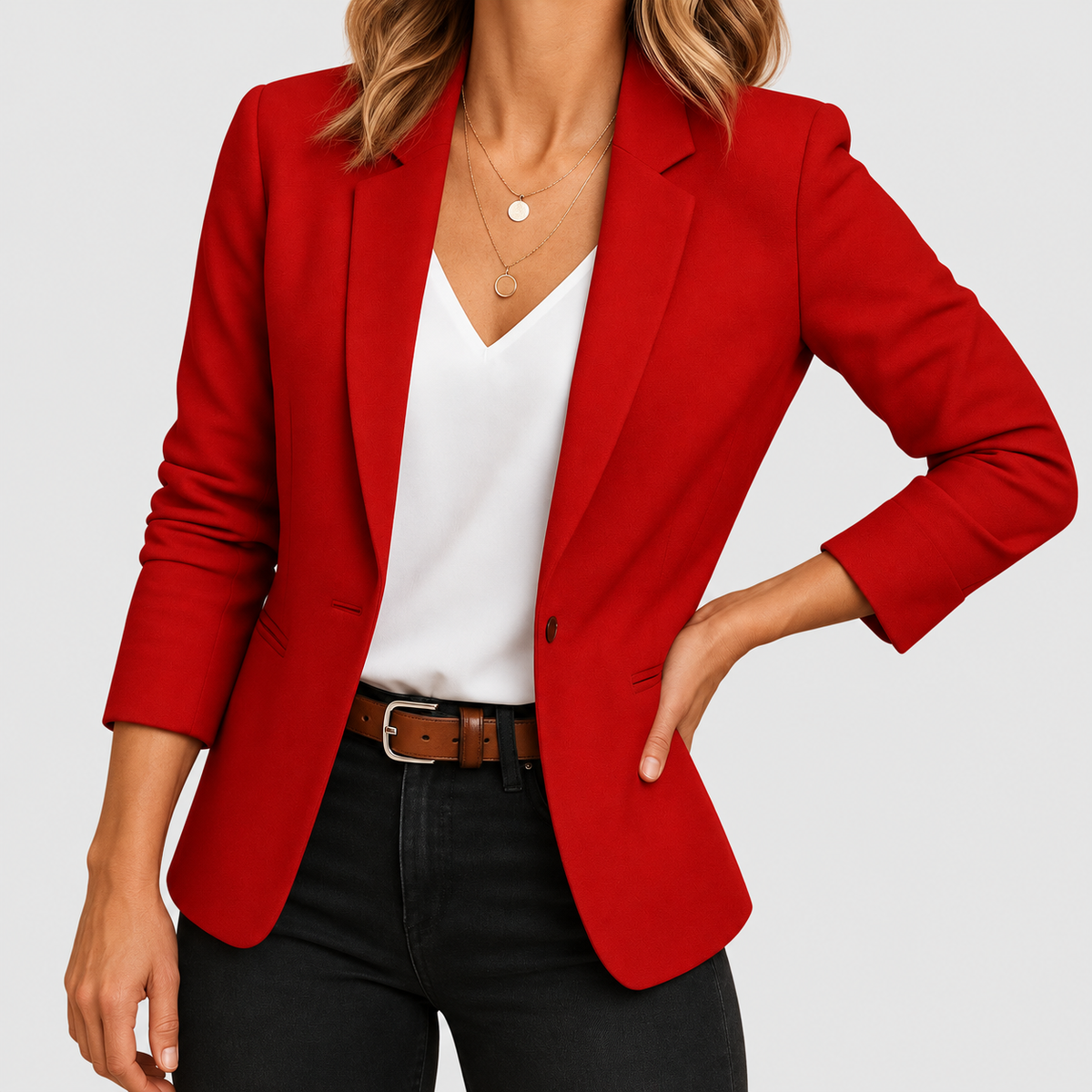 Women's Tailored Blazer Jacket with Notch Lapel — view 1