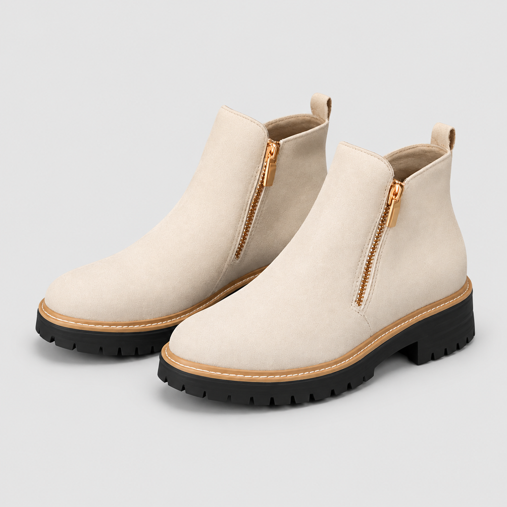 Women's Zip-Up Ankle Boots with Low Block Heel — view 6