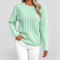 Women's Cable-Knit Crew-Neck Jumper in Green — view 2