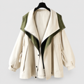 Women's Oversized Windbreaker Jacket with Contrast Lining and Puff Sleeves in White — view 1