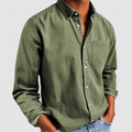 Men's Tailored Cotton-Blend Shirt in Green — view 1
