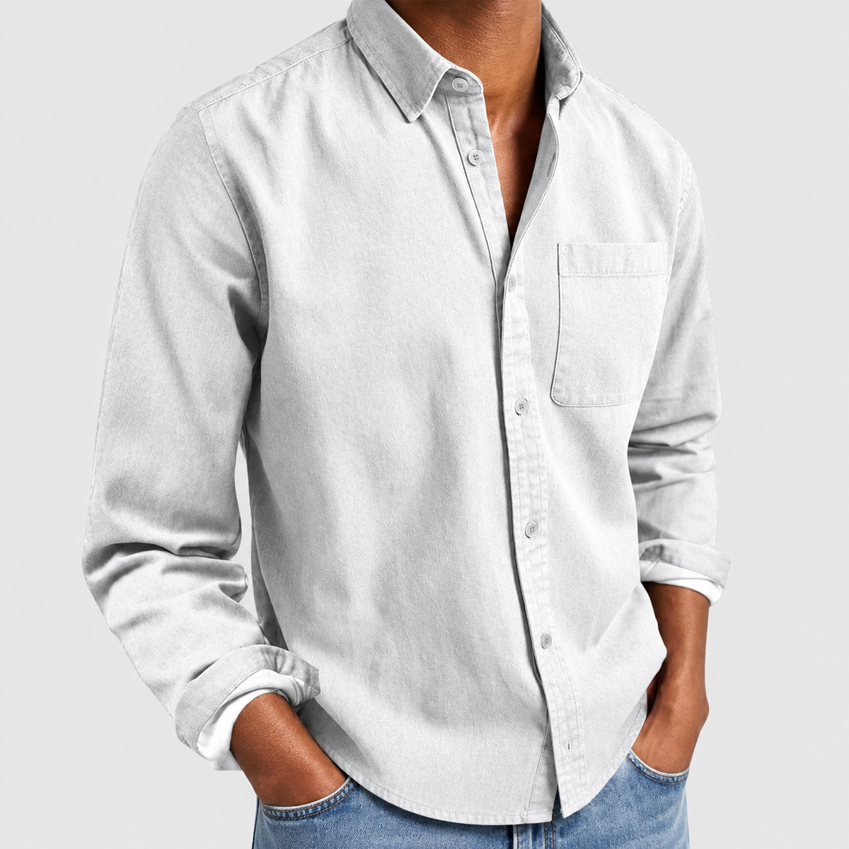 Men's Tailored Cotton-Blend Shirt in White — view 10