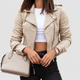Celandine | Women's Cropped Suede-Look Biker Jacket with Zip and Lapel Collar