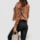 Celandine | Women's Cropped Suede-Look Biker Jacket with Zip and Lapel Collar
