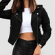 Celandine | Women's Cropped Suede-Look Biker Jacket with Zip and Lapel Collar
