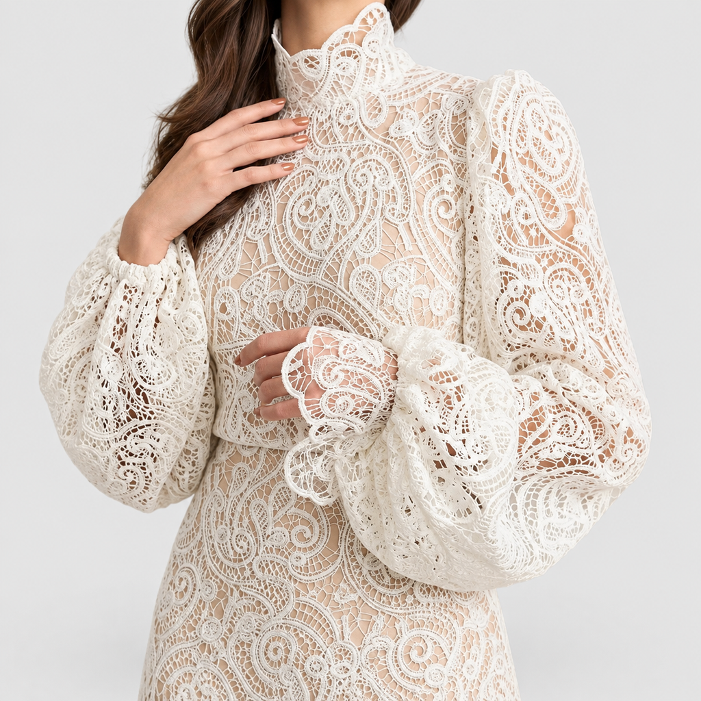 Women's Lace High-Neck Top and Mini Skirt Set — view 3