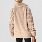Women's Fuzzy Zip-Up Fleece Jacket with Wide Collar — view 10