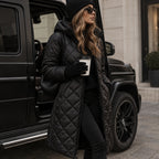 Ceridwen | Women's Longline Quilted Jacket with Hood