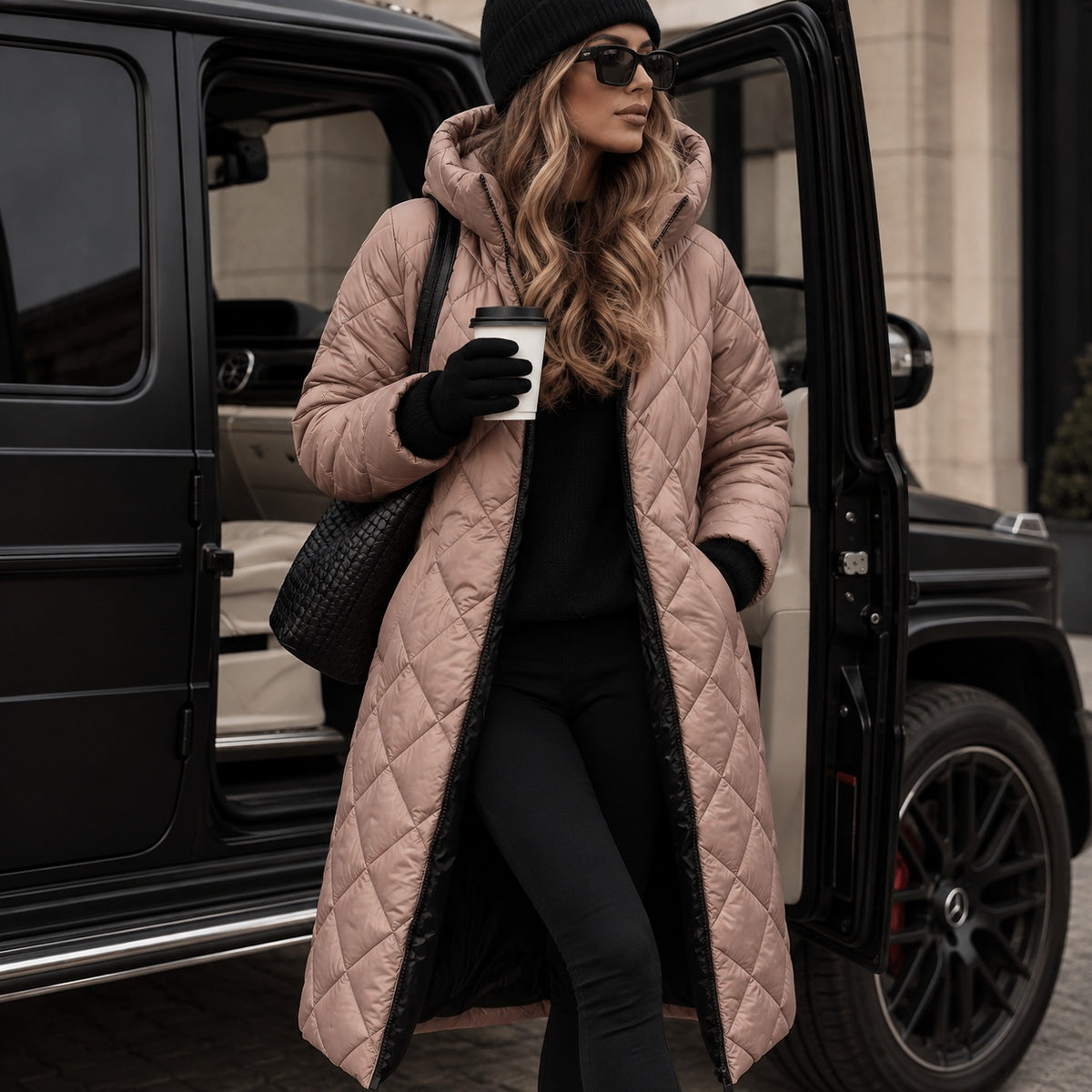 Ceridwen | Women's Longline Quilted Jacket with Hood