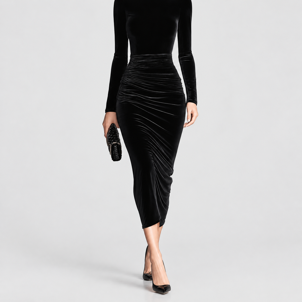 Women's High-Neck Long-Sleeve Midi Dress — view 3