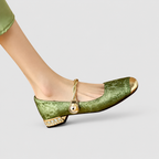 Women's Mary Jane Shoes with Metallic Trim and Low Heel — view 4