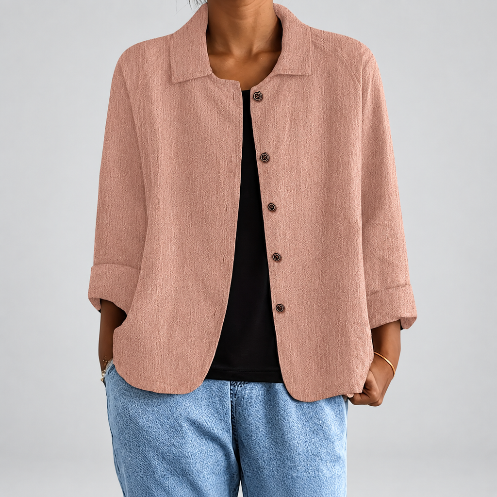 Women's Button-Up Blazer Jacket in Pink — view 2