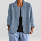 Women's Button-Up Blazer Jacket in Blue — view 4
