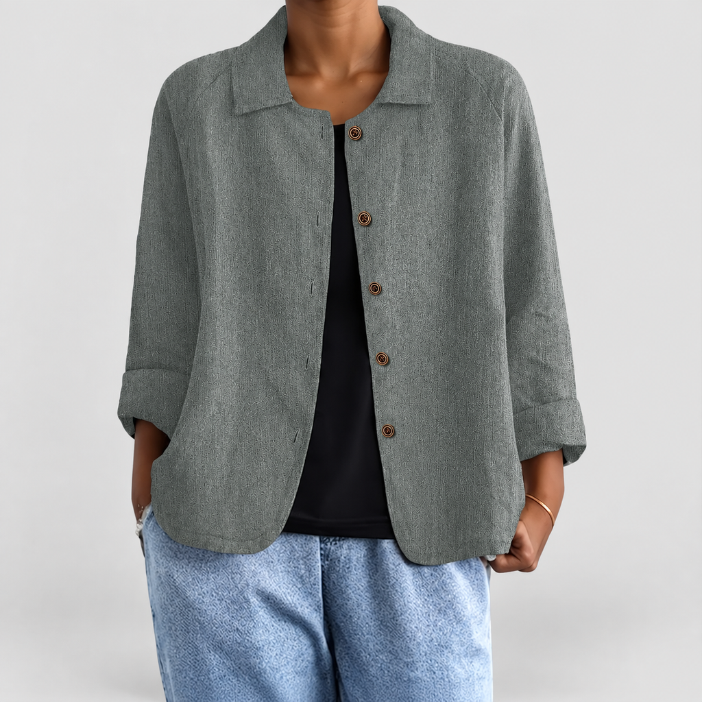 Women's Button-Up Blazer Jacket in Grey — view 5