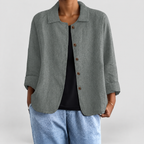 Women's Button-Up Blazer Jacket in Grey — view 5