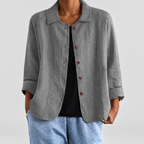 Women's Button-Up Blazer Jacket in Light Grey — view 7