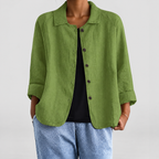 Women's Button-Up Blazer Jacket in Green — view 11