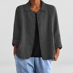 Women's Button-Up Blazer Jacket in Dark Grey — view 13