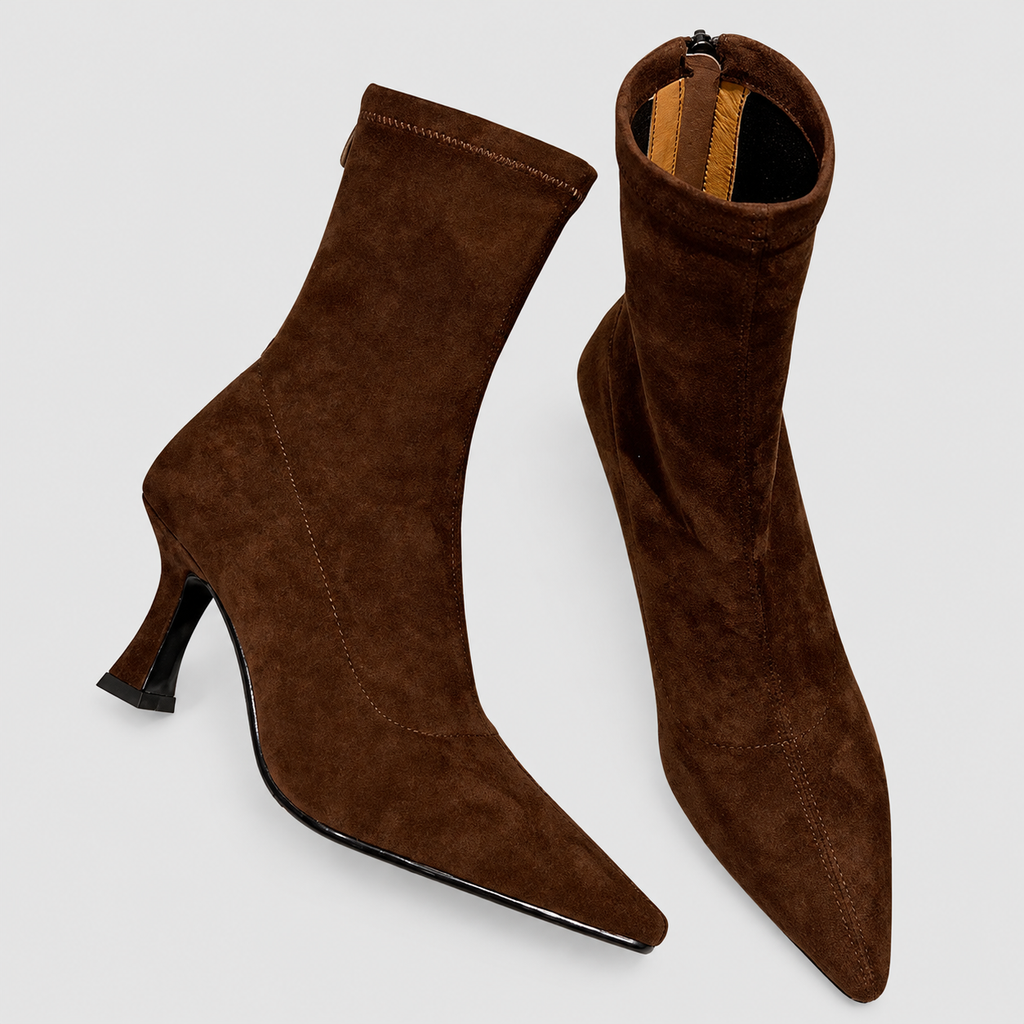 Women's Pointed-Toe Sock Boots with Kitten Heel — view 3