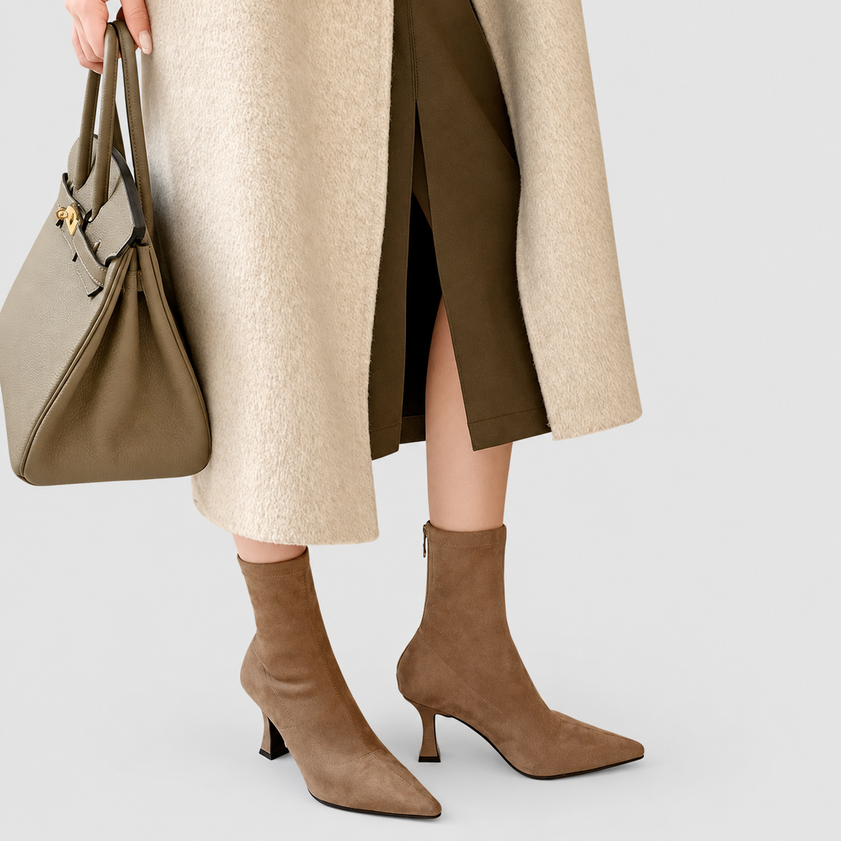 Women's Pointed-Toe Sock Boots with Kitten Heel — view 5