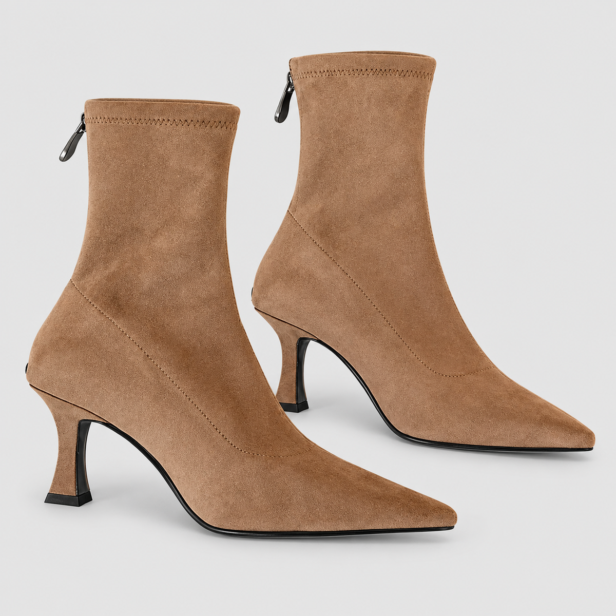 Women's Pointed-Toe Sock Boots with Kitten Heel — view 6