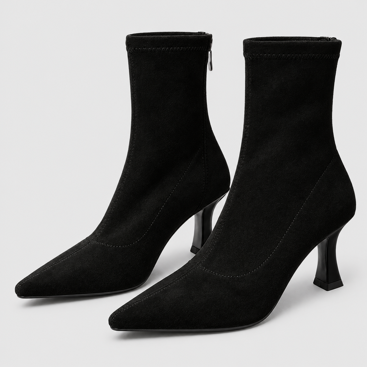 Women's Pointed-Toe Sock Boots with Kitten Heel — view 8