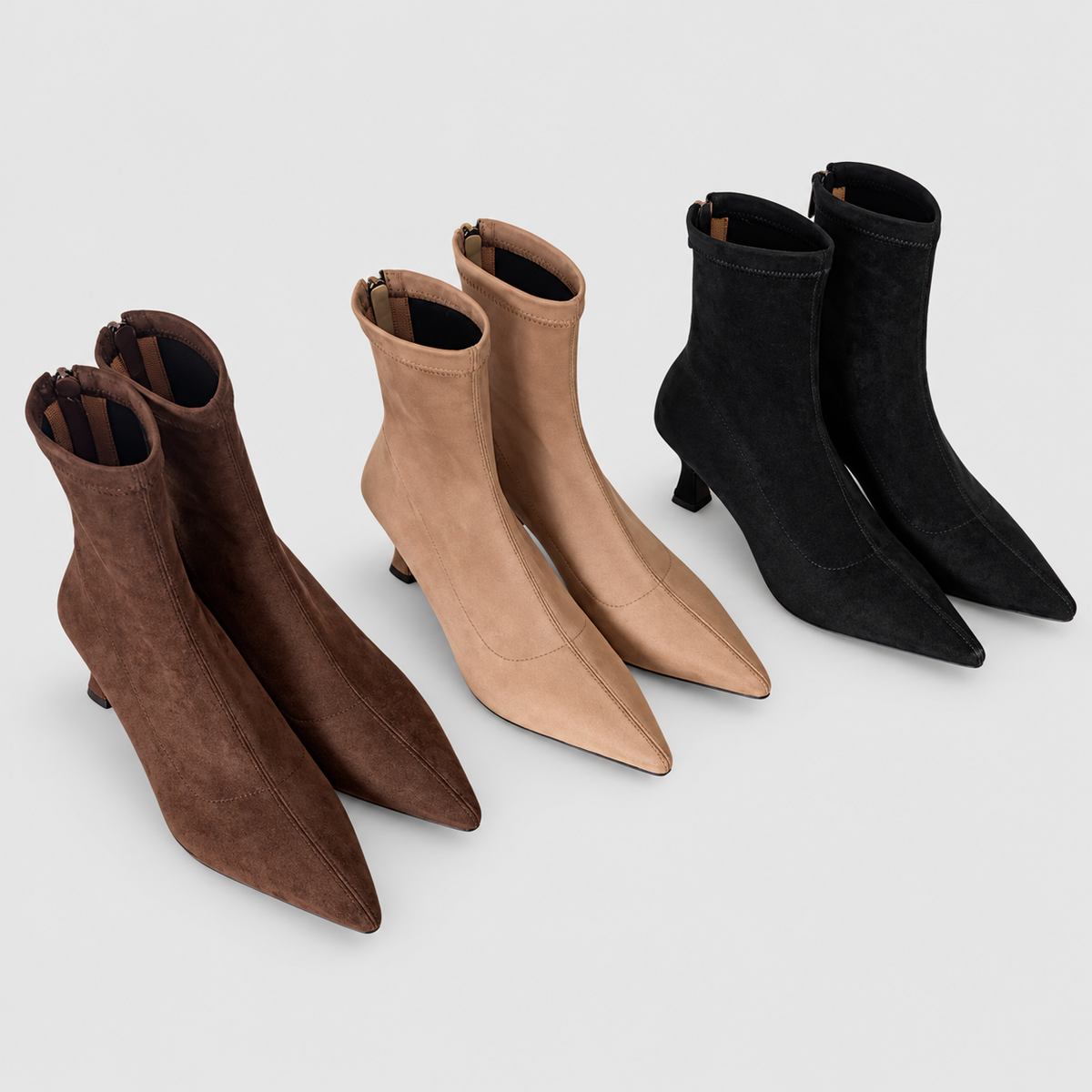 Women's Pointed-Toe Sock Boots with Kitten Heel — view 9