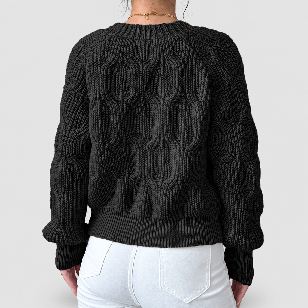 Women's Bow-Detail Long-Sleeve Cable-Knit Cardigan — view 12