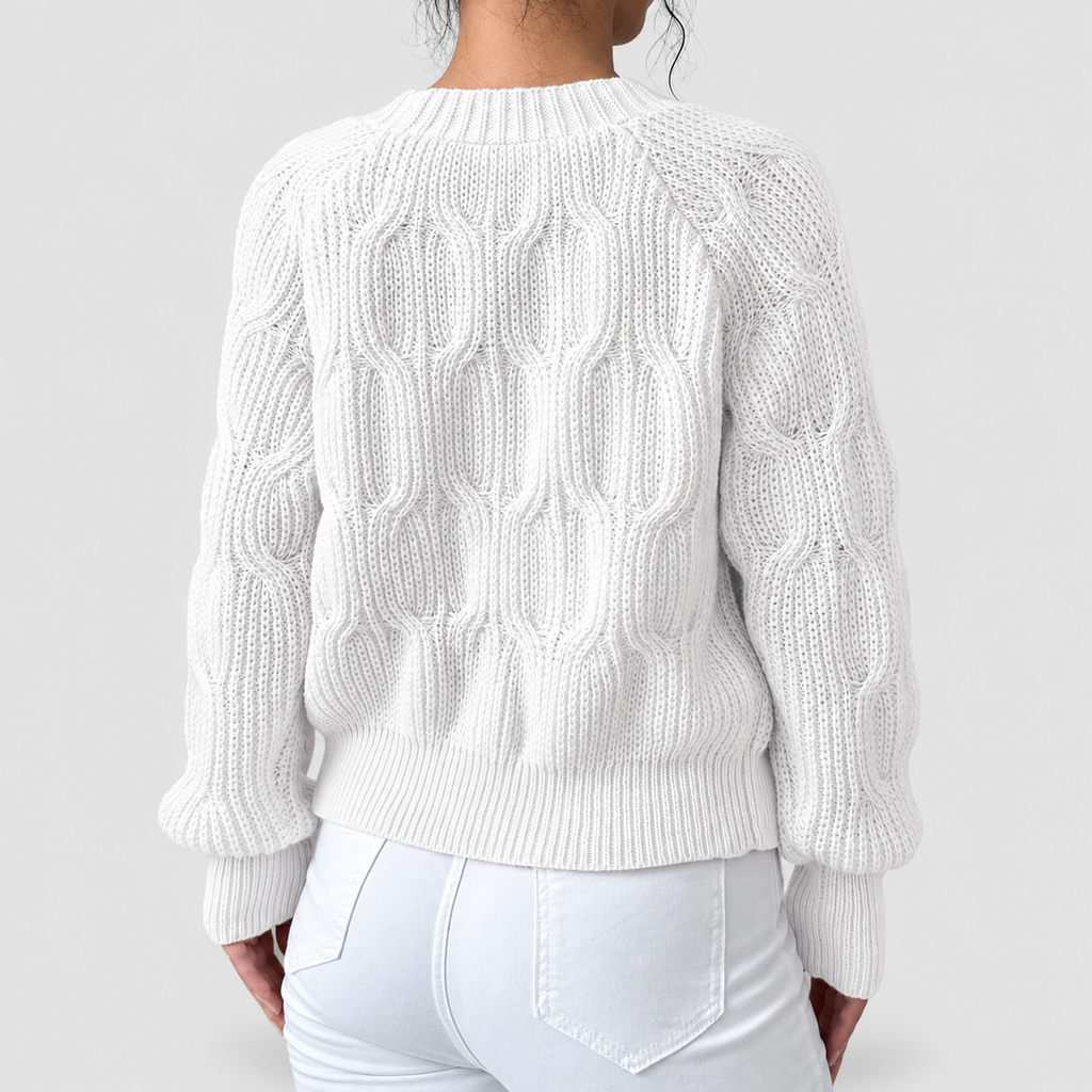 Women's Bow-Detail Long-Sleeve Cable-Knit Cardigan — view 17