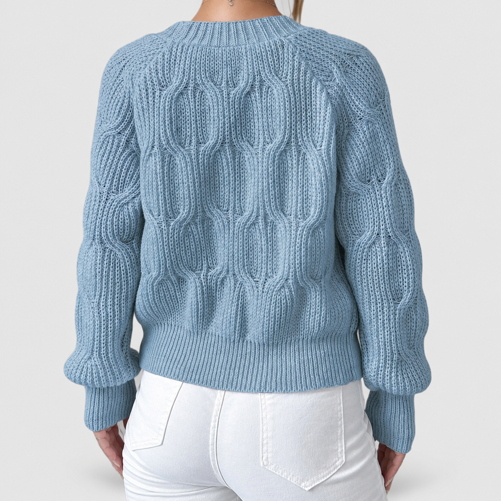 Women's Bow-Detail Long-Sleeve Cable-Knit Cardigan — view 25