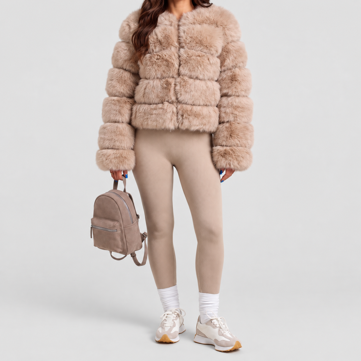 Women's Collarless Faux Fur Coat — view 2