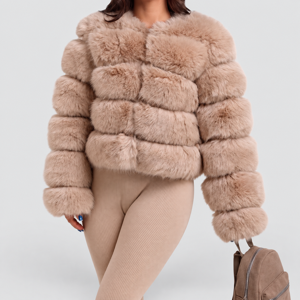 Women's Collarless Faux Fur Coat — view 3