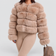 Claudine | Women's Collarless Faux Fur Jacket